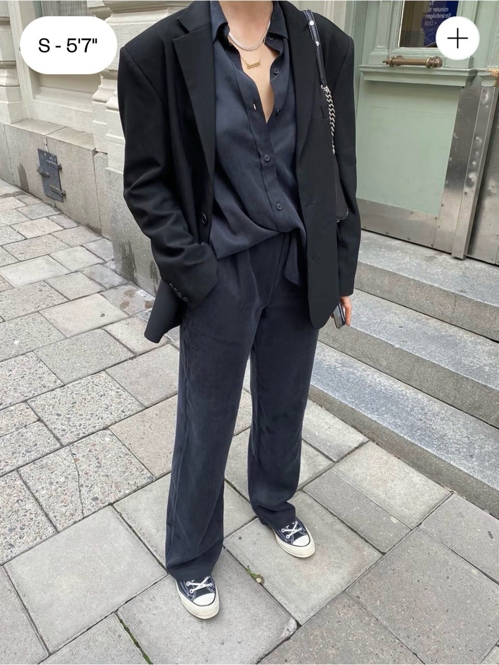 Djerf Avenue Black Wide-Leg Satin Trousers MEDIUM LONG